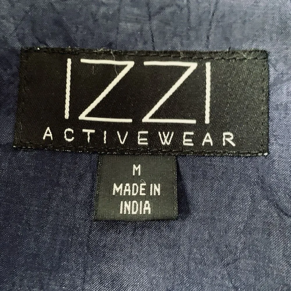 Vintage Izzi Activewear Jacket Women M Navy Blue Windbreaker Hood Cinch Waist 90